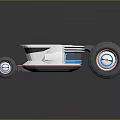 Modern White Car With Large Wheels Blue Accents Streamlined Body And Design