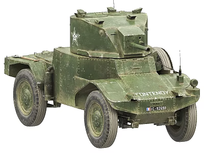 Military Green Wheeled Tank Model with Star Emblem and TUTTERY Marking 3d model