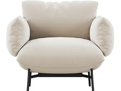 Beige Fabric Accent Chair With Modern Design Comfortable Armrests And Black Metal Legs 3d model