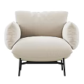 Beige Fabric Accent Chair With Modern Design Comfortable Armrests And Black Metal Legs
