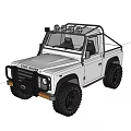 White Off Road Pickup Truck With Green Roof Roof Mounted Lights And Large Tires