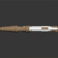 Military Weapon Missile 3D Model With Brown And White Cylindrical Body