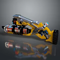Yellow And Silver Sci Fi Weapon With Mechanical Structure Barrel And Grip