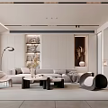 Modern Living Room With Sofa Unique Coffee Table And Shelves