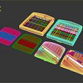 Red Square Kitchen Mats With Various Grid And Striped Patterns