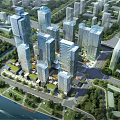 Vibrant Urban Commercial District With High Rise Buildings Pedestrians And Shops