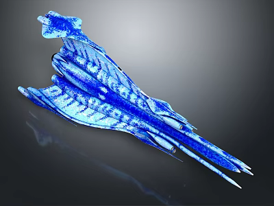 Futuristic Blue Cosmic Spacecraft With Aerodynamic Structure And Textured Surface 3d model