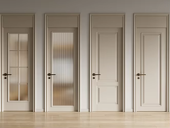 Cream wind single door glass door bathroom door frosted glass door Changhong glass door swing door 3d model