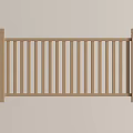 Light Brown Wooden Railing With Vertical Slats And Support Posts Design Structure 3d model