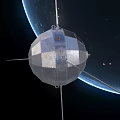 Satellite Orbiting Earth In Space With Night Lights And Continental View