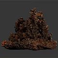 Dark Colored Irregular Shaped Mineral Crystal With Rough Surface And Layered Texture On Dark Background