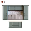 Modern Green Kitchen Cabinets With Upper Lower Units Countertop And Herringbone Tile Backsplash 3d model