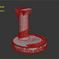Decorative Classical Column with Draped White Fabric and Circular Ornate Base 3d model