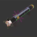 Space Rocket Component With Cylindrical Structure Orange Black Sections And Solar Blades