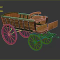 Vintage Wooden Wagon With Green Accents Spoked Wheels And Classic Structure
