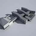 Modern School Building Complex Featuring Connected Structures And Central Courtyard Design 3d model