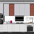 Modern Kitchen With White And Brown Glass Door Cabinets Marble Countertop And Appliances