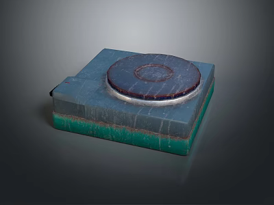 Electronic Heating Appliance With Gray Square Base And Green Circular Ceramic Heating Panel 3d model