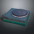Electronic Heating Appliance With Gray Square Base And Green Circular Ceramic Heating Panel