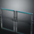 Modern Silver Turnstiles With Blue Light Strips For Security Access Control 3d model