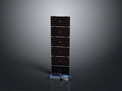 Solar Panel Structure With Multiple Panels And Blue Silver Base Device 3d model