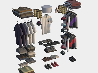 clothes hat shoes 3d model