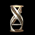 Unique Spiral Design Display Shelf With Wooden Frame And Metal Layers For Showcasing