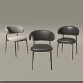 Modern Minimalist Dining Chairs in Beige Dark Brown Black with Curved Backrest and Slim Legs
