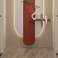 Cream Simple Style Arc Light Strip Grille Corridor End View Entrance 3d model