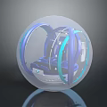 Futuristic Transparent Sphere With Blue Cyan Structures For Cosmic Space Exploration 3d model