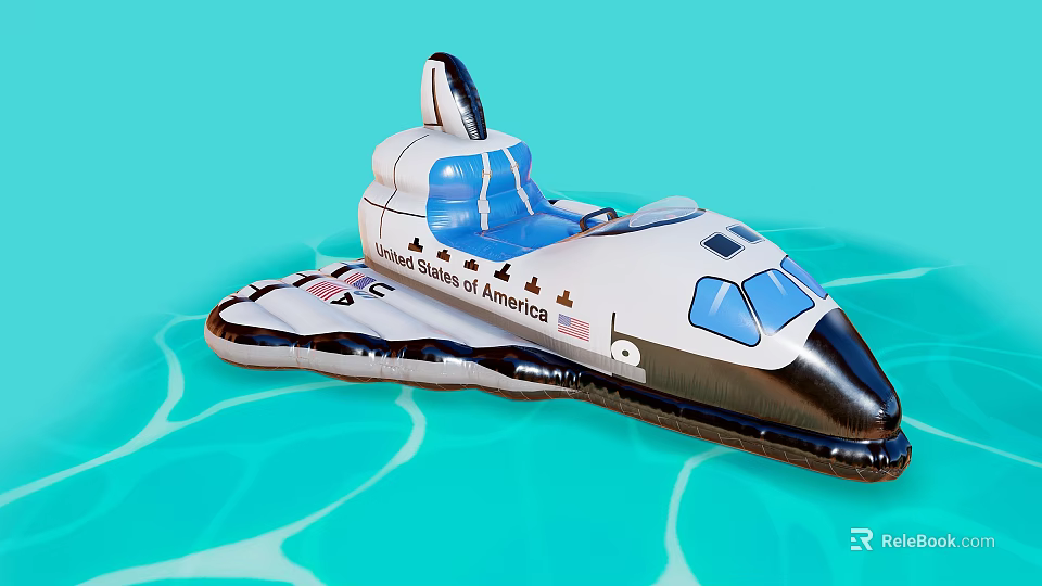 Inflatable Space Shuttle Pool Float Toy with United States of America Design 3d model 