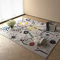 Stylish Square Rug With Colorful Artistic Patterns For Living Room Home Decor