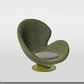 Unique Modern Green Pleated Shell Shaped Swivel Single Sofa With Soft Comfortable Cushion