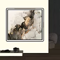 Modern Abstract Painting With Gold Black White Fluid Texture Framed Wall Art