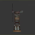 Handmade Windmill Model Structure With Wooden Blades And Metal Parts Design