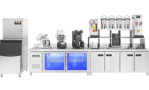 Coffee shop water bar equipment console 3d model