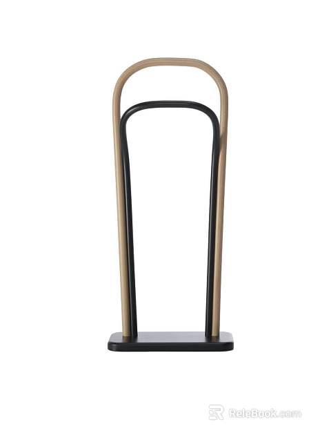 Modern Floor Standing Clothes Hanger With Wooden Poles And Black Metal Frame 3d model 