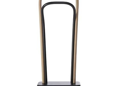 Modern Floor Standing Clothes Hanger With Wooden Poles And Black Metal Frame 3d model