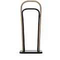 Modern Floor Standing Clothes Hanger With Wooden Poles And Black Metal Frame