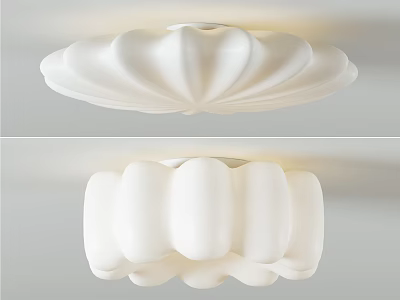 Modern White Ceiling Light with Elegant Wave Pattern and Decorative Design 3d model