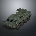 Military Camouflage Tank With Turret And Wheels In Side View Design