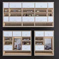 Modern Wooden Display Cabinet With White Doors Open Shelves And Decorative Items