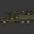 Vintage Military Vehicle Truck With Soldiers Manning Machine Guns And Front Emblem