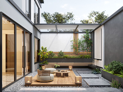 Modern courtyard landscape 3d model