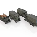 Green Military Trucks With Canvas Covers And Cargo Beds In Multiple Designs