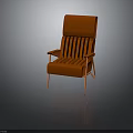 High Back Modern Orange Armchair With Striped Design And Metal Legs Furniture