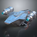 Sci Fi Spaceship With Metallic Exterior Twin Engines And Blue Thrusters 3d model