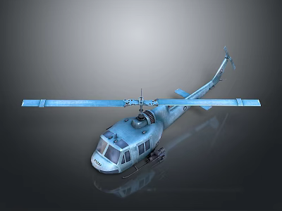 Light Blue Helicopter 3D Model with Rotors for Space Exploration Missions 3d model