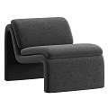Blue Modern Curved Leisure Chair with Upholstered Fabric for Living Room
