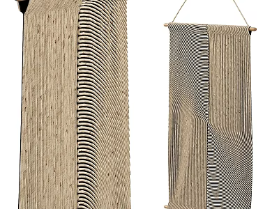 Woven Striped Wall Decor with Beige and Black Patterns for Home Interior Decoration 3d model